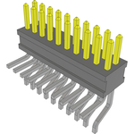 Conn Unshrouded Header HDR 20 POS 1.27mm Solder RA Side Entry SMD/Thru-Hole TIGER CLAW™ Tube