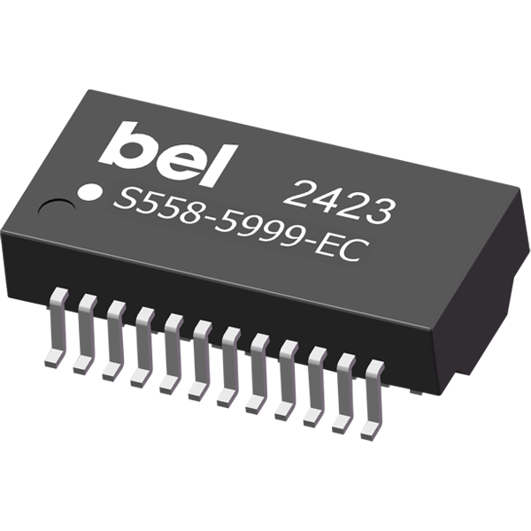 Bel Fuse-S558-5999-EC Telecom, Übertrager Telecom Transformer 1CT:1CT 24 Terminal Gull Wing SMD