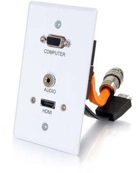 Legrand-60157 专用接口 Rapid run VGA / 3.5mm Single Gang Wall Plate / HDMI Pass Through - White Guest