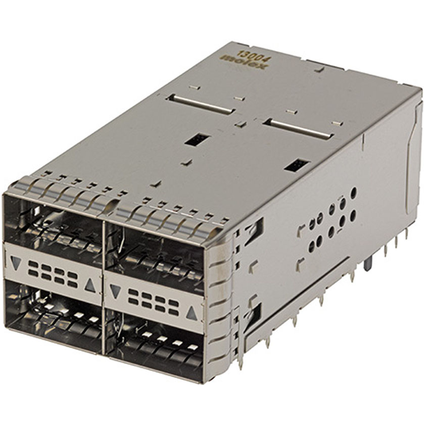 Molex-1717222001 Connettore telefono e telecomunicazione Conn zQSFP+ RCP 152 POS 0.8mm Press Fit RA SMD 152 Terminal 4 Port zQSFP+™ Tray