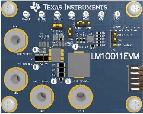 Texas Instruments-LM10011EVM Cartes et kits de développement de gestion de la puissance LM10011 Specialized Power IC and Module 0.7V to 1.1V Output Evaluation Board
