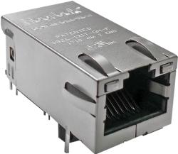 Bel Fuse-L826-1X4T-23-F Connettore telefono e telecomunicazione Conn RJ-45 RCP 48 POS 2.03mm Solder RA Thru-Hole 64 Terminal 4 Port Tray
