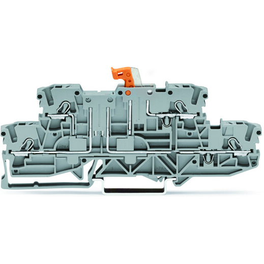 WAGO-2002-2971 Blocchi terminali connettore Double-deck disconnect Terminal Block, knife disconnect, through-through L-L , rail mount, 2-Conductor, 5.2 mm wide, gray