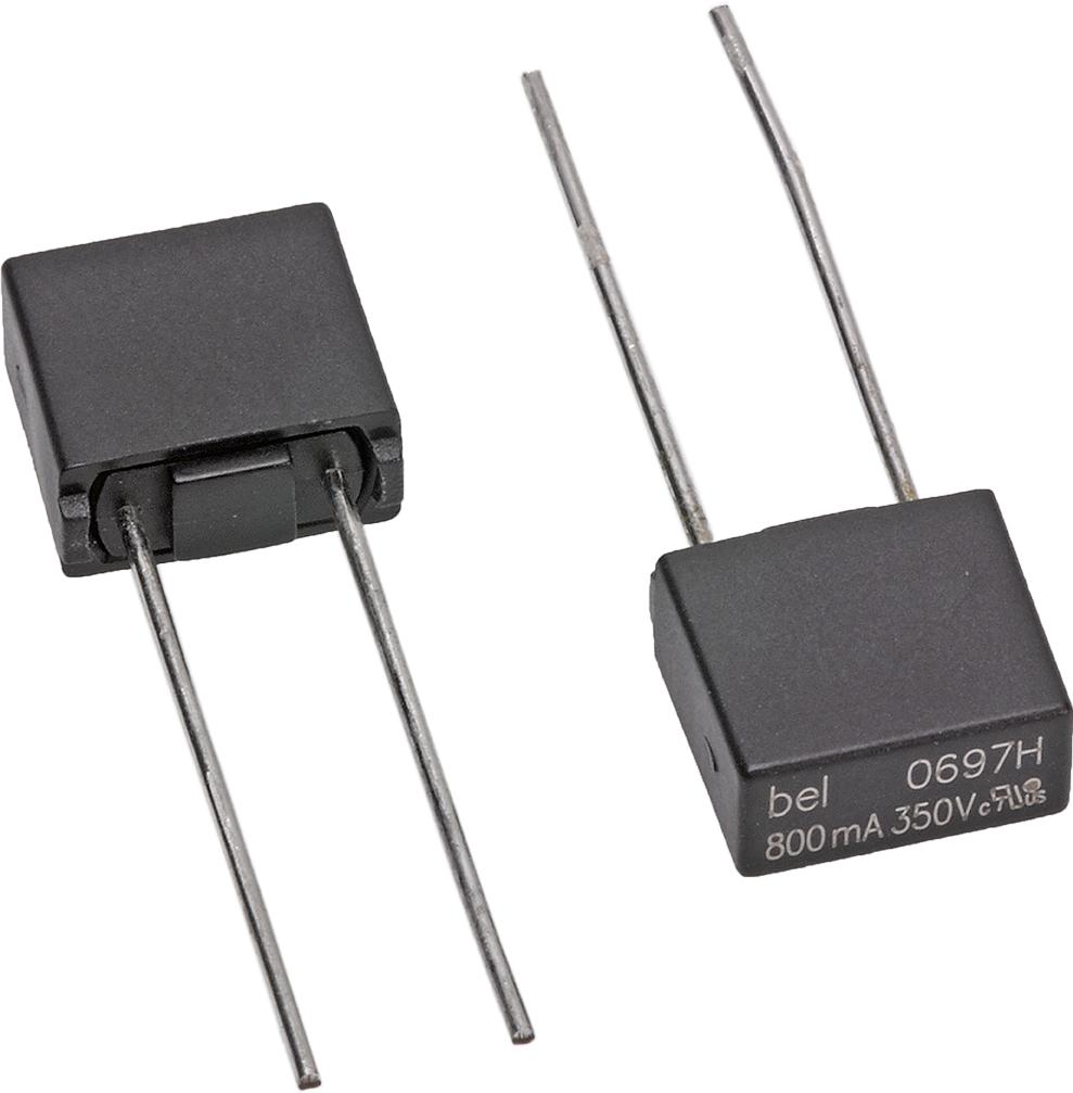 Bel Fuse-0697H1600-02 Sicherungen Fuse Subminiature Slow Blow Acting 1.6A 350V Radial 8.35 X 4 X 7.8mm Thermoplastic Ammo Automotive AEC-Q200