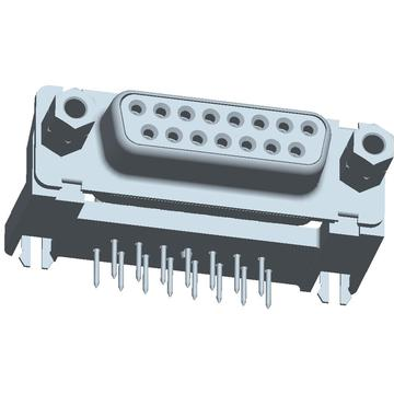 Amphenol Communications Solutions-DAO15S565MTLF Steckverbinder, D-Sub D-Sub Standard Board Mount Connector, Input Output Connectors, Signal 15 Way Socket Right Angle, 500 cycles, Threaded insert UNC 4-40 + Metal bracket