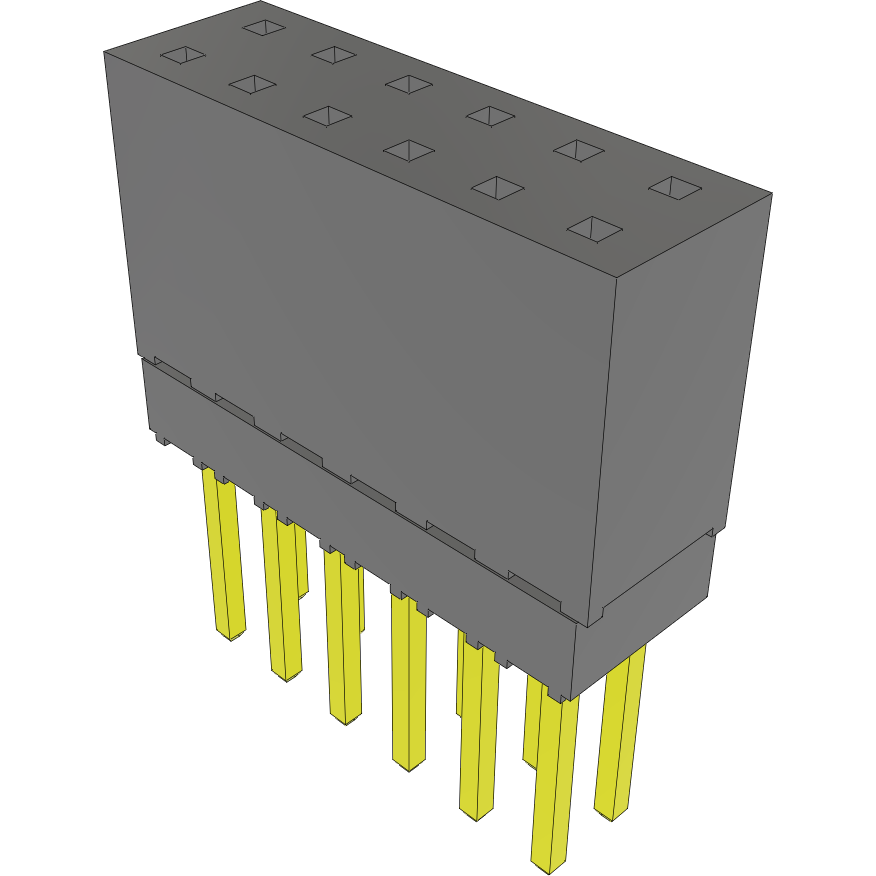 Samtec-ESQ-106-13-G-D Cabezales del conector y receptáculos PCB Conn Elevated Socket SKT 12 POS 2.54mm Solder ST Top Entry Thru-Hole Bulk