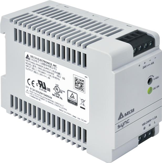 Delta Electronics-DRS-24V100W1AZ AC to DC Power Supplies AC/DC Power Supply Single-OUT 24V 3.8A 100W 7-Pin Carton