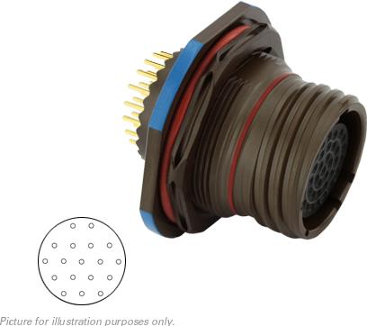 SOURIAU-8D7C15W18SN Connecteur circulaire Conn Circular SKT 18 POS Solder ST Jam Nut 18 Terminal 1 Port
