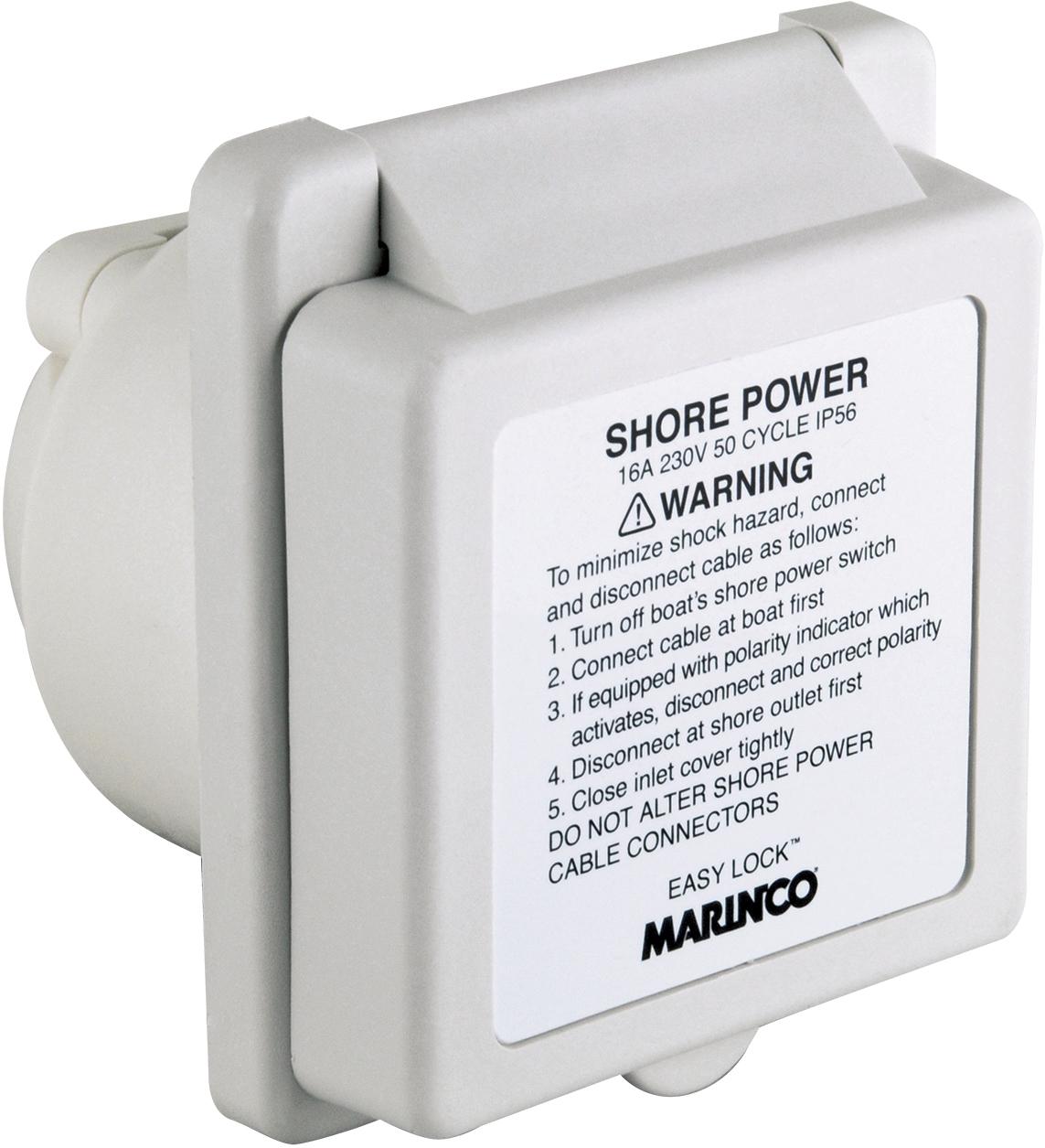 Marinco-301EL-BXPK 标签 Inlet, 16A 230V, Square, White, With Label