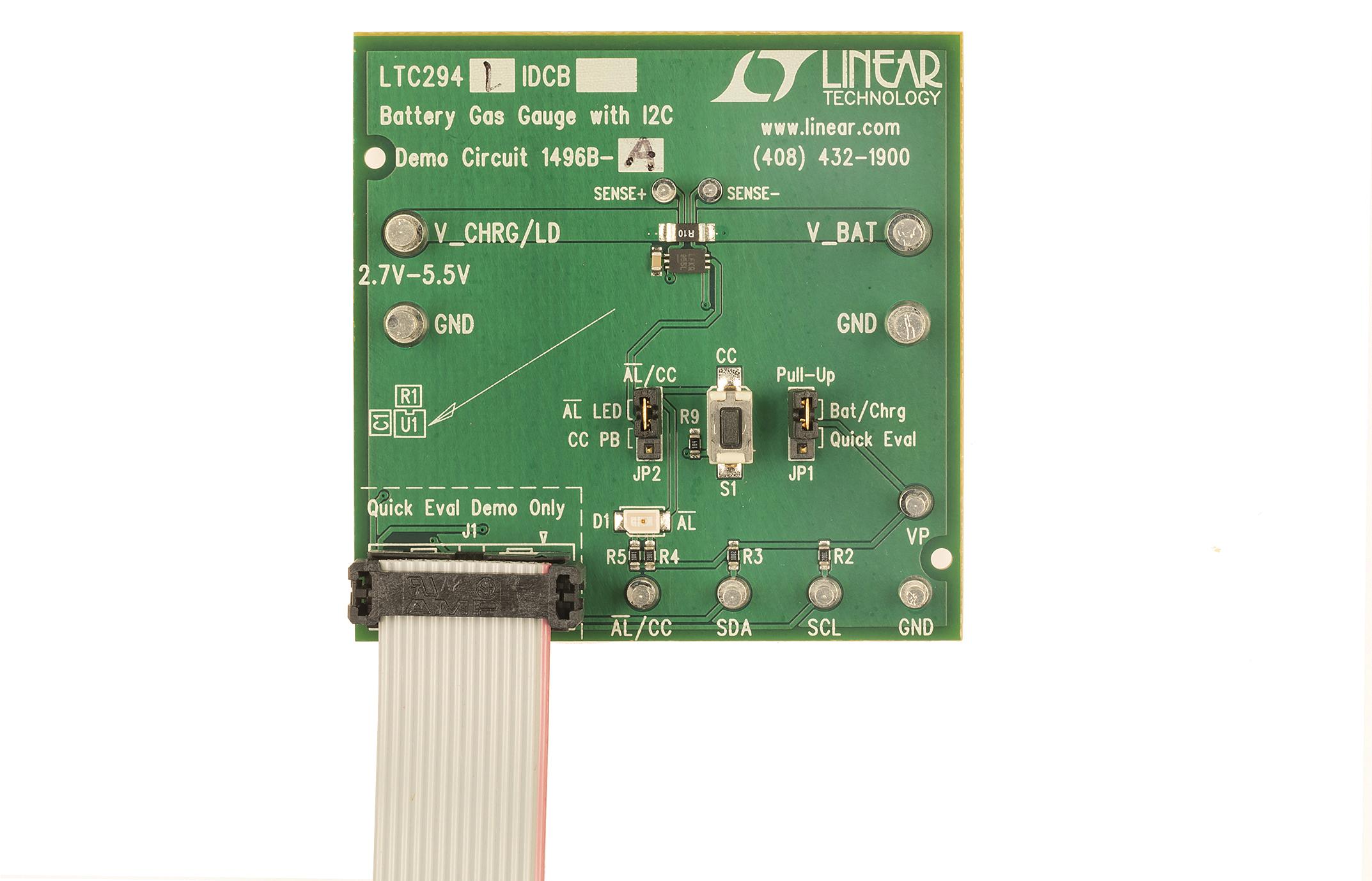 Analog Devices-DC1496B-A Power Management Development Boards and Kits LTC2941 Demo Board, 2.7V to 5.25V Battery Gas Gauge with I2C (Requires DC590B)