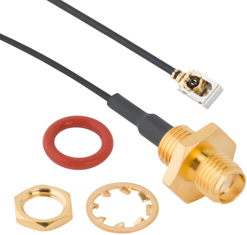 Amphenol-095-902-582-300 同轴电缆组件 Cable Assembly 1.13mm Cable 0.3m MHF1 to SMA F-PL Bag