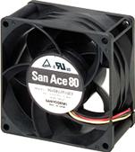 SANYO DENKI-9GV0812P1M031 Sopladores y ventiladores DC Fan Axial Ball Bearing 12V 10.2V to 13.8V 81CFM 51dB 80 X 80 X 38mm Sensor