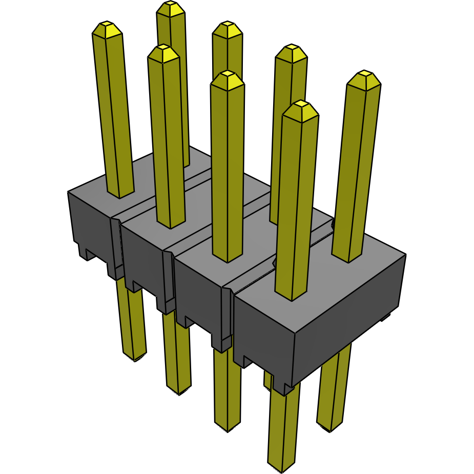 Samtec-TSW-104-08-SS-D Cabezales del conector y receptáculos PCB Conn Unshrouded Header HDR 8 POS 2.54mm Solder ST Top Entry Thru-Hole Bulk