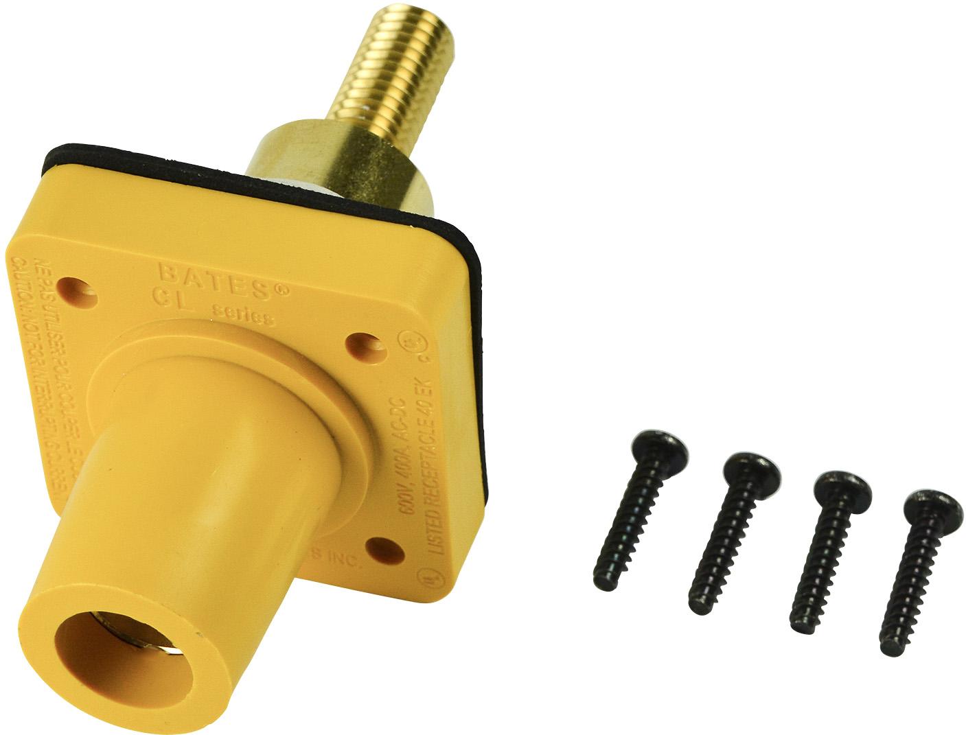 Marinco-CL40FRSBML-H Raccordement d'alimentation CL Series Panel Mounts (400A / 600V) Threaded Stud Female - Yellow (H) Extended Shoulder