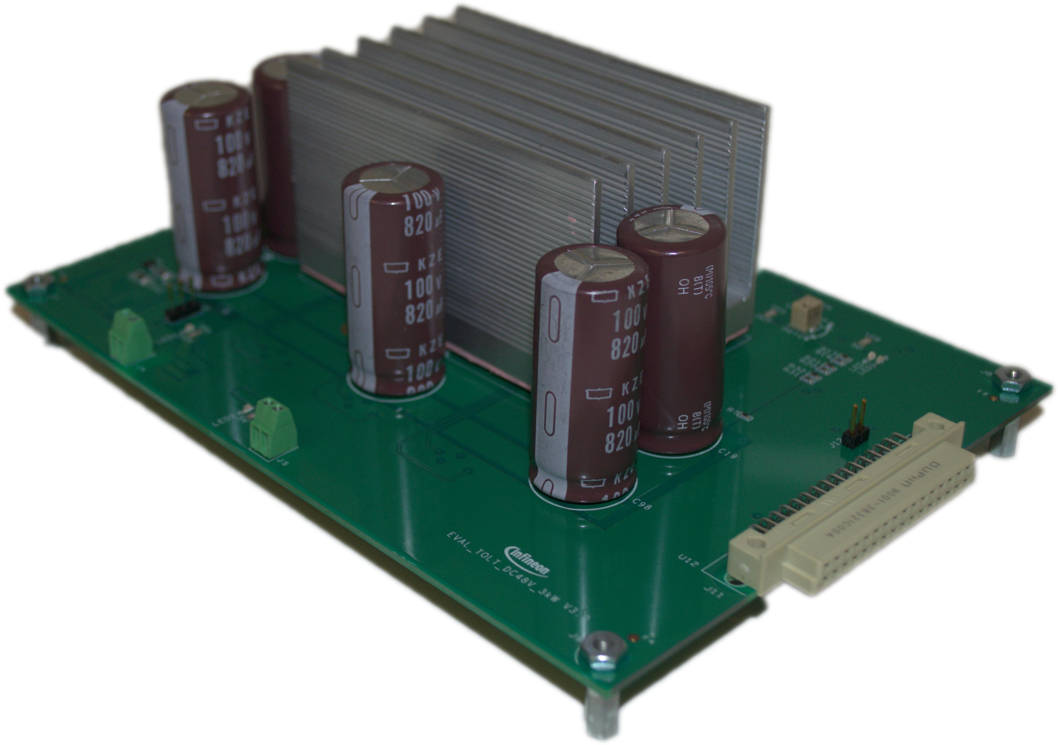 Infineon Technologies AG-EVALTOLTDC48V3KWTOBO2 Energiemanagement, Entwicklungsplatinen und -kits 2EDL8024G/ILD8150/IPTC015N10NM5/TLS205B0EJV50 Gate and Power Driver/LED Driver/Linear Regulator/MOSFET 4.75V to 5.25V/11.4V to 12.6V Output Evaluation Board