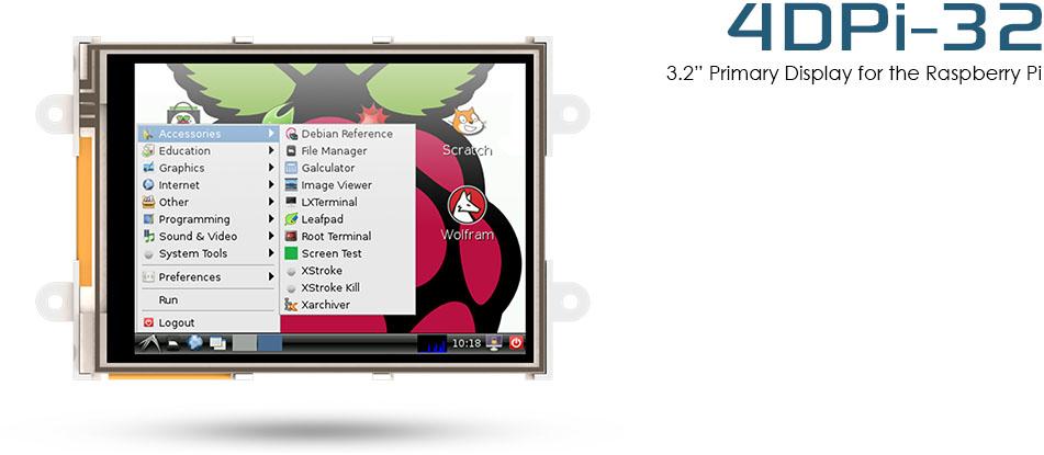 4D Systems-4DPI-32-II TFT-Module 3.2", 320x240 pixel, Primary Display for the Raspberry Pi