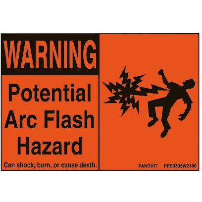 Panduit-PPS0305W2100 Labels Labels Warning Label Polyester Black/Orange 127x88.9mm