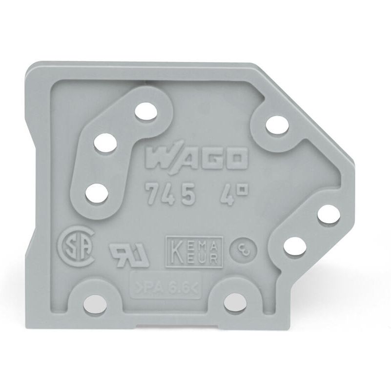 WAGO-745-100 Accesorios del conector Connector Accessories Snap-Fit End Plate Gray