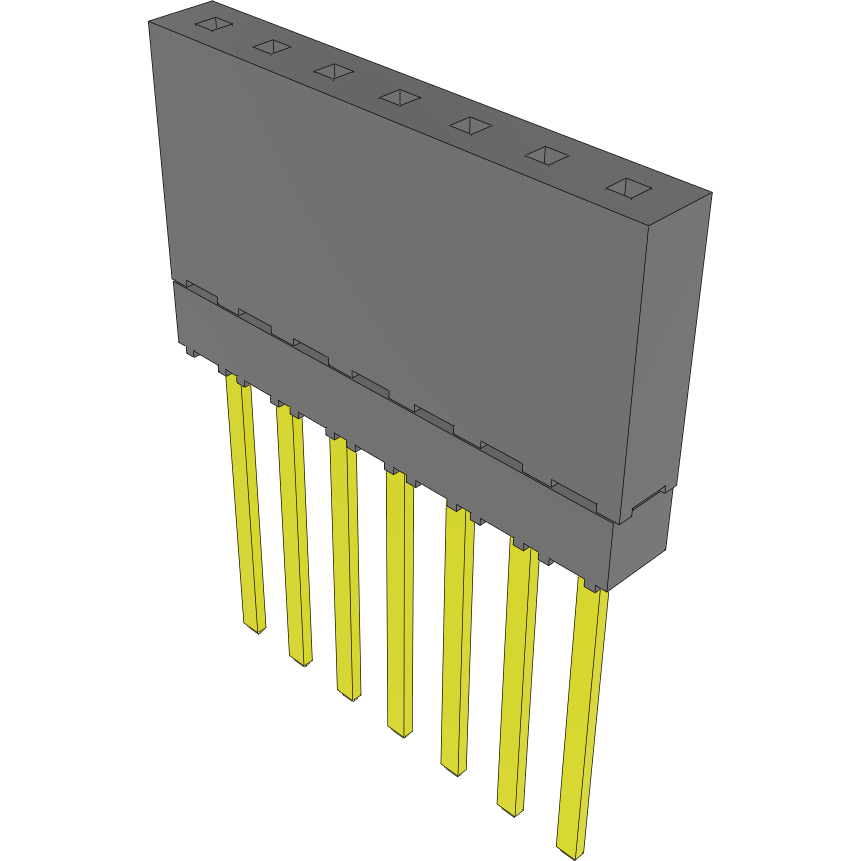 Samtec-ESW-107-14-G-S Cabezales del conector y receptáculos PCB Conn Elevated Socket SKT 7 POS 2.54mm Solder ST Top Entry Thru-Hole Tube