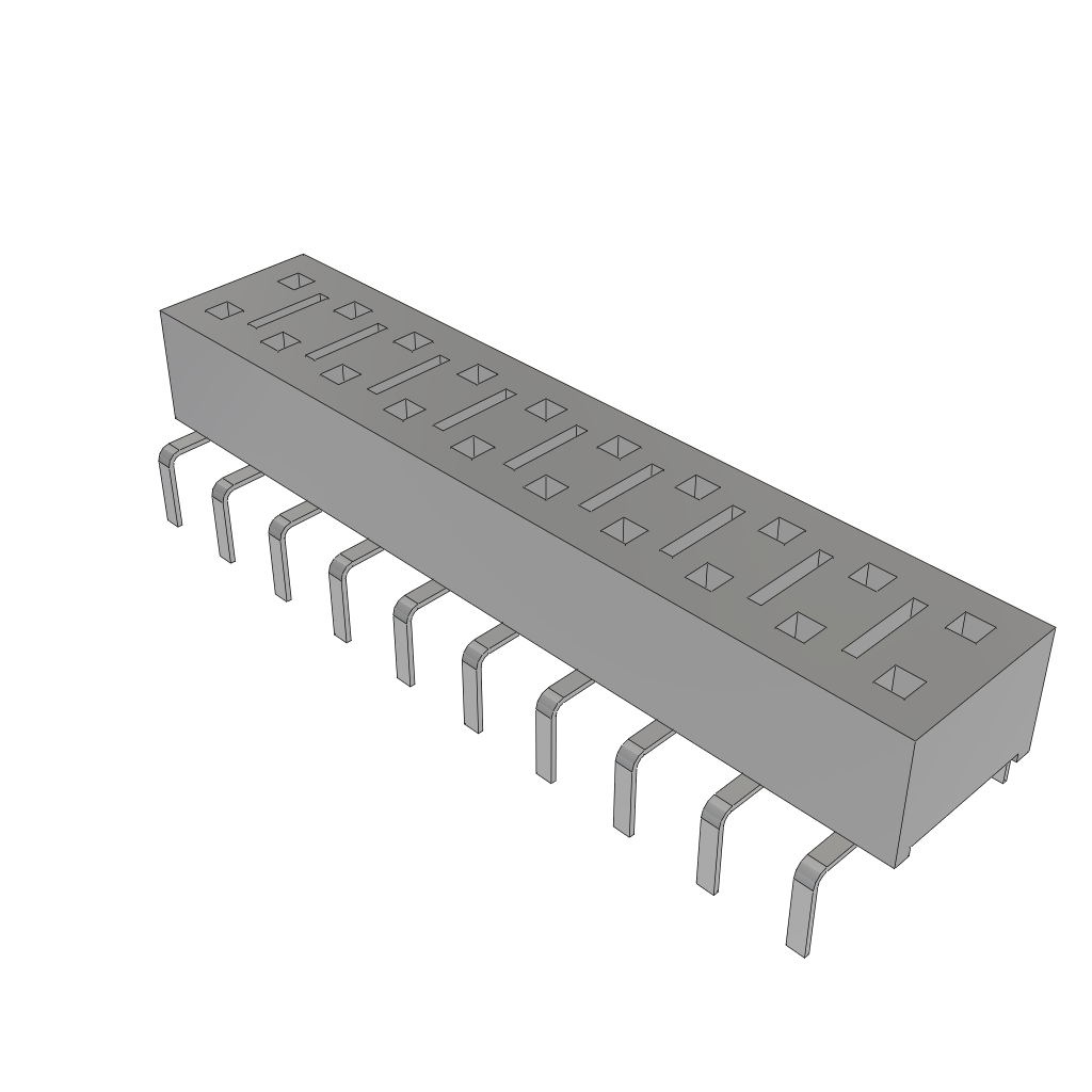 Samtec-HLE-110-02-S-DV-PE-BE Connector Headers and PCB Receptacles Conn Socket Strip SKT 20 POS 2.54mm Solder ST Thru-Hole Tube