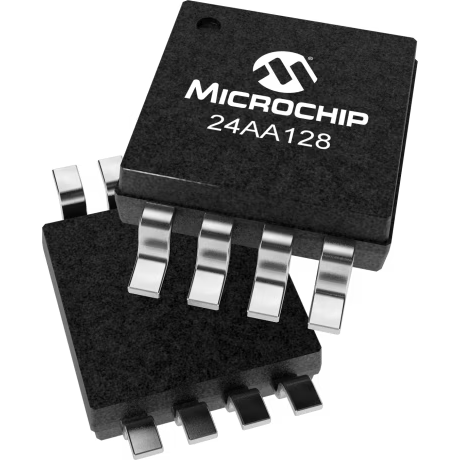 Microchip Technology-24AA128-I/MS EEPROM EEPROM Serial-I2C 128K-bit 16K x 8 1.8V/2.5V/3.3V/5V 8-Pin MSOP Tube Automotive AEC-Q100