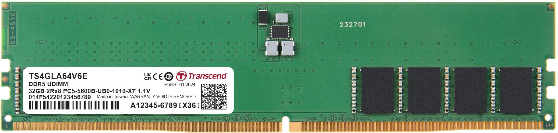 Transcend Information-TS4GLA64V6E Memory Modules DRAM Module DDR5 SDRAM 32Gbyte 288 Long DIMM Bulk