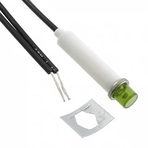 Visual Communications-2152A5 Panel Mount Indicators Panel Mount Indicator Round 0.31" Neon 125V Wire Green