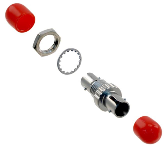 TE Connectivity-504021-2 Raccordement de fibre optique Conn ST/UPC Multi Mode Simplex ST Panel Mount NETCONNECT® Bulk