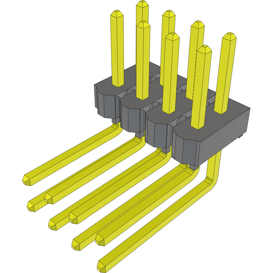 Samtec-HTSW-104-09-G-D-RA Piastre connettori e prese PCB Conn Unshrouded Header HDR 8 POS 2.54mm Solder RA Side Entry Thru-Hole Bulk
