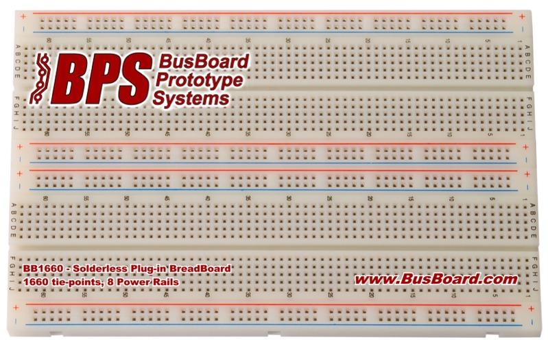 BusBoard Prototype Systems-BB1660 null White ABS Plastic 1660 Tie Point Breadboard