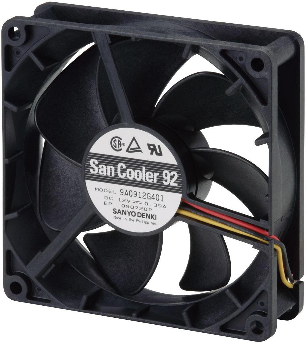 SANYO DENKI-9A0912G4011 排风机和风扇 DC Fan Axial Ball Bearing 12V 6V to 13.8V 62.1CFM 43dB 92 X 92 X 25mm Sensor