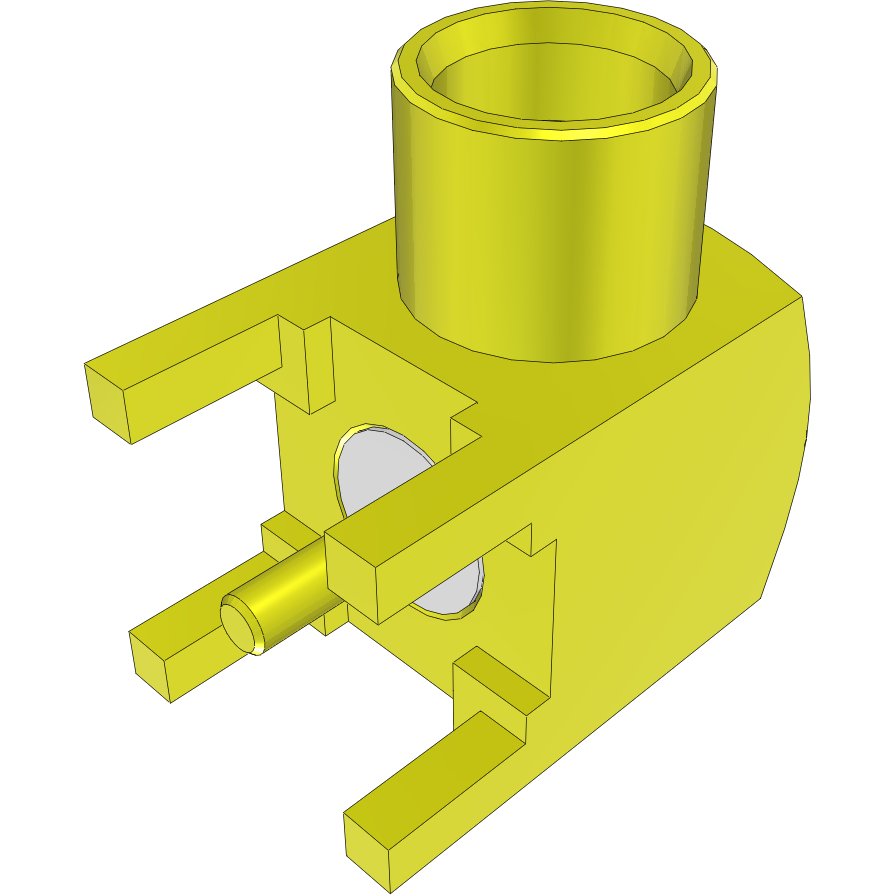 Samtec-MCX-J-P-H-RA-TH1 Connector RF Conn MCX 0Hz to 6GHz 50Ohm Solder RA Thru-Hole F Gold Tray