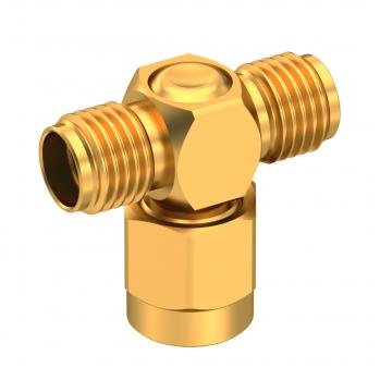 Radiall-R125780000 RF-Steckverbinder Conn SMA Adapter 0Hz to 18GHz 50Ohm T Style (2)F/M Gold Over Nickel