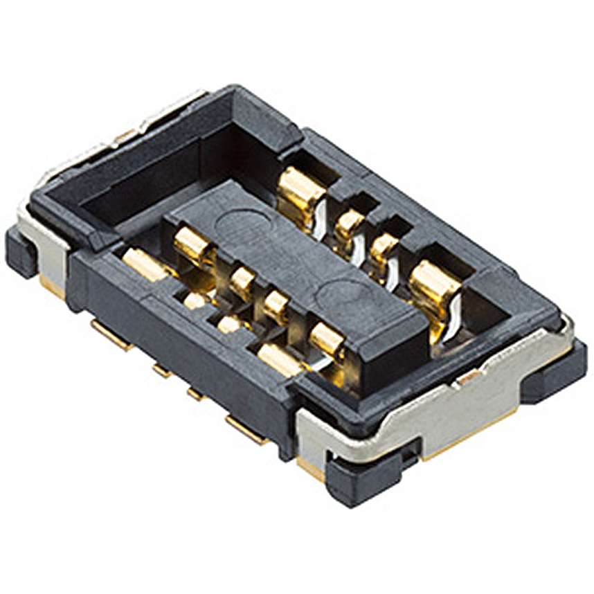 Molex-5050040812 Steckverbinderleisten und Leiterplattenbuchsen SlimStack Board-to-Board Connector, 0.40mm Pitch, Battery Series, Receptacle, 0.75mm Mated Height, 2.50mm Mated Width, 8 Circuits, 6.0A