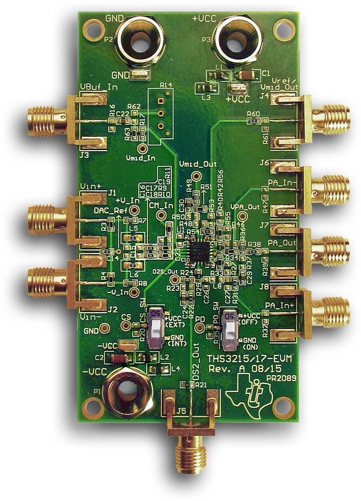 Texas Instruments-THS3217EVM Integrierte Verstärkerschaltung, Entwicklungsplatinen und -kits THS3217 OP Amp Evaluation Board