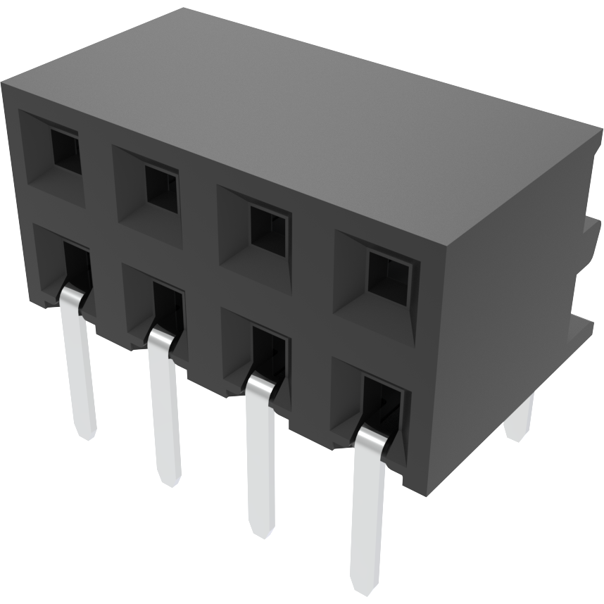 Amphenol Communications Solutions-10131932-108ULF Embases de raccordement et réceptacles PCB Minitek®, Board to Board, Receptacle, Through Mount, Double row, 8 Positions, 2mm (0.079inch), horizontal