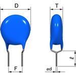 TDK-CK45-R3AD152K-NRA Kondensator, keramisch, einlagig Cap Ceramic Single 0.0015uF 1000V R 10% (10 X 5mm) Radial Disc 5mm 125°C T/R