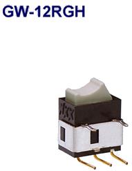 NKK Switches-GW-12RGH Bascule de commutateur Switch Rocker ON None ON SPDT PC Pins Curved Rocker 0.1A 28VAC 28VDC 0.4VA 50000Cycles