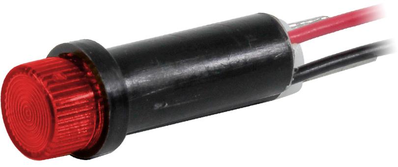 Visual Communications-41W-NKR12H-CR0 Panel Mount Indicators LED Panel Mount Indicator Uni-Color Red 634nm 3600mcd 2-Pin