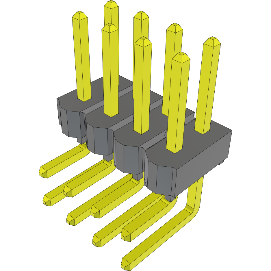 Samtec-TSW-104-08-S-D-RA Steckverbinderleisten und Leiterplattenbuchsen Conn Unshrouded Header HDR 8 POS 2.54mm Solder RA Side Entry Thru-Hole Bulk