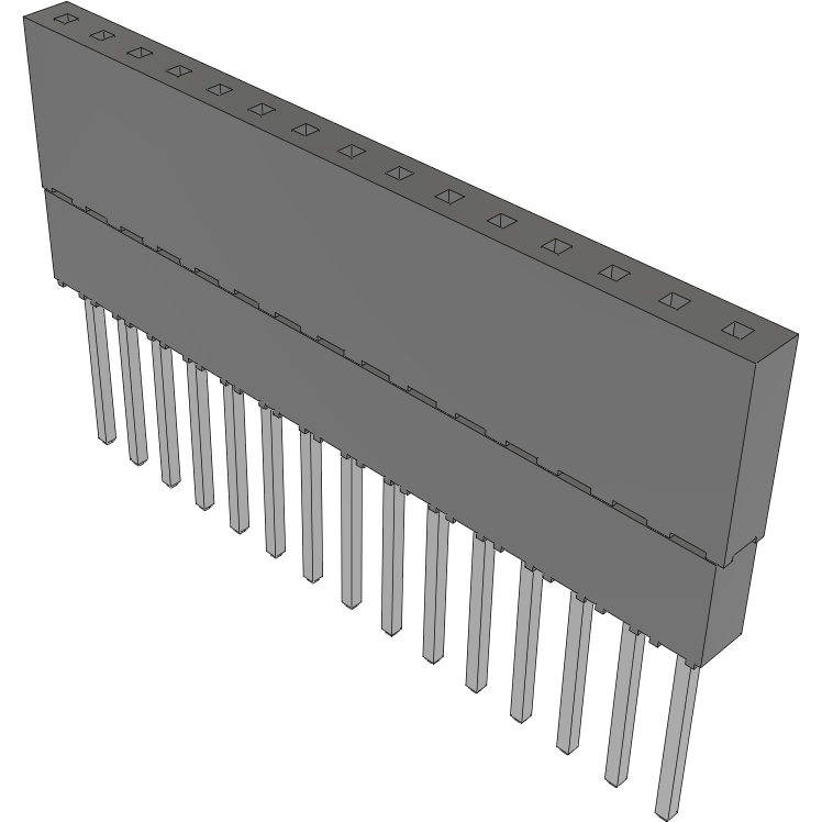 Samtec-ESQ-115-24-T-S Embases de raccordement et réceptacles PCB Conn Elevated Socket SKT 15 POS 2.54mm Solder ST Top Entry Thru-Hole Tube