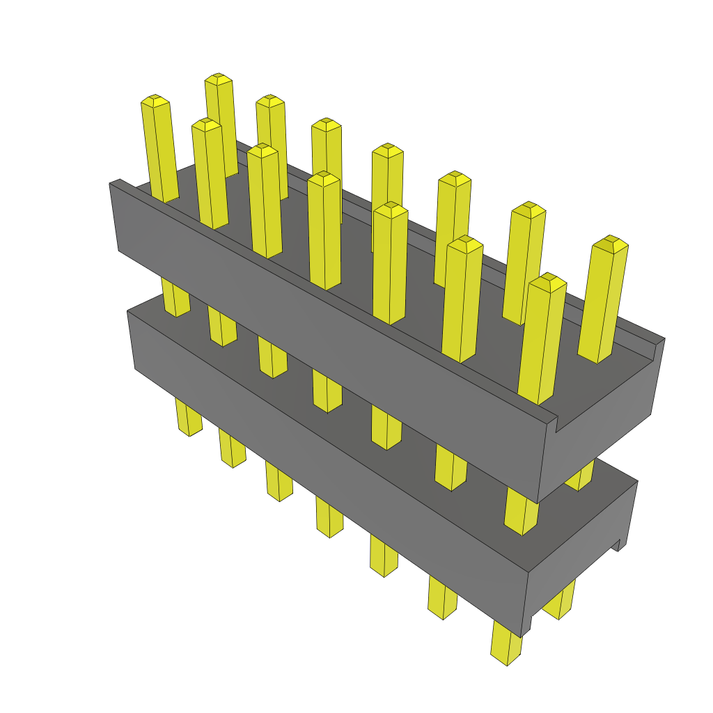 Samtec-ZW-07-08-T-D-295-118 Connector Headers and PCB Receptacles Conn Board Stacker HDR 14 POS 2.54mm Solder ST Top Entry Thru-Hole Bulk