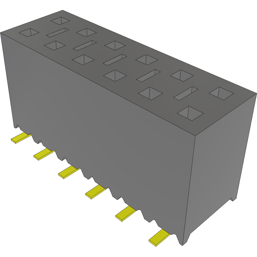 Samtec-SSM-106-S-DV-LC 连接器插头及 PCB 插座 Conn Socket Strip SKT 12 POS 2.54mm Solder ST Top Entry SMD Tube