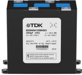 TDK-B25645A1138K13 Condensateur à film Cap Film 1375uF 1600V PP 10%( 220 X 115 X 215mm) Screw Mount Screw Plastic Rectangular Can 75°C Box