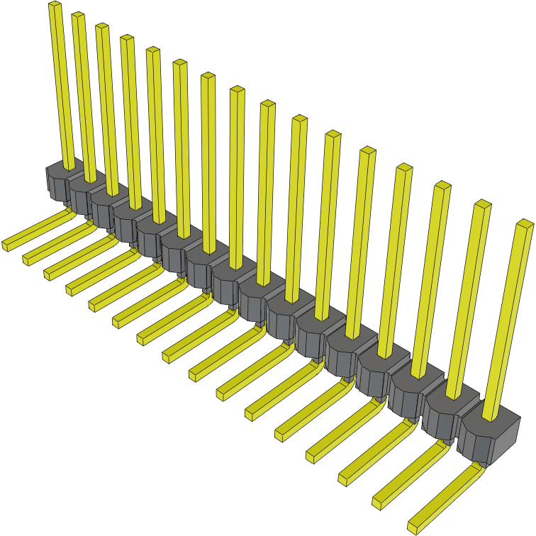 Samtec-HMTSW-116-11-L-S-530-RA Embases de raccordement et réceptacles PCB Conn Unshrouded Header HDR 16 POS 2.54mm Solder RA Side Entry Thru-Hole Bulk