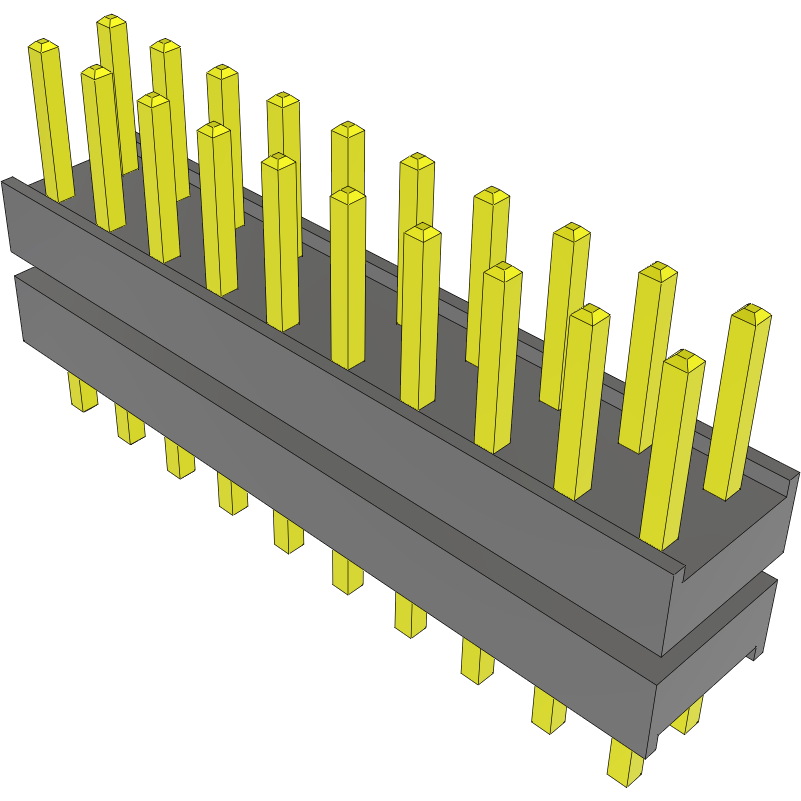 Samtec-DW-10-08-L-D-236 Cabezales del conector y receptáculos PCB Conn Board Stacker HDR 20 POS 2.54mm Solder ST Top Entry Thru-Hole Bulk
