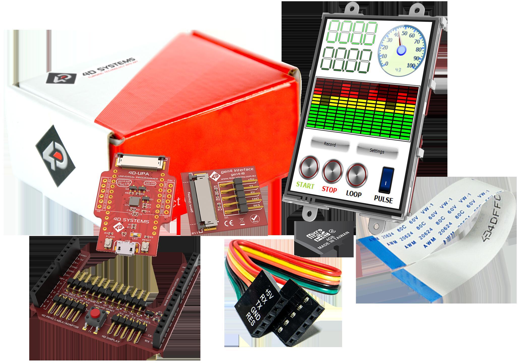 4D Systems-SK-35DT-AR Entwicklungssätze und Werkzeuge uLCD-35DT-AR TFT Module Starter Kit