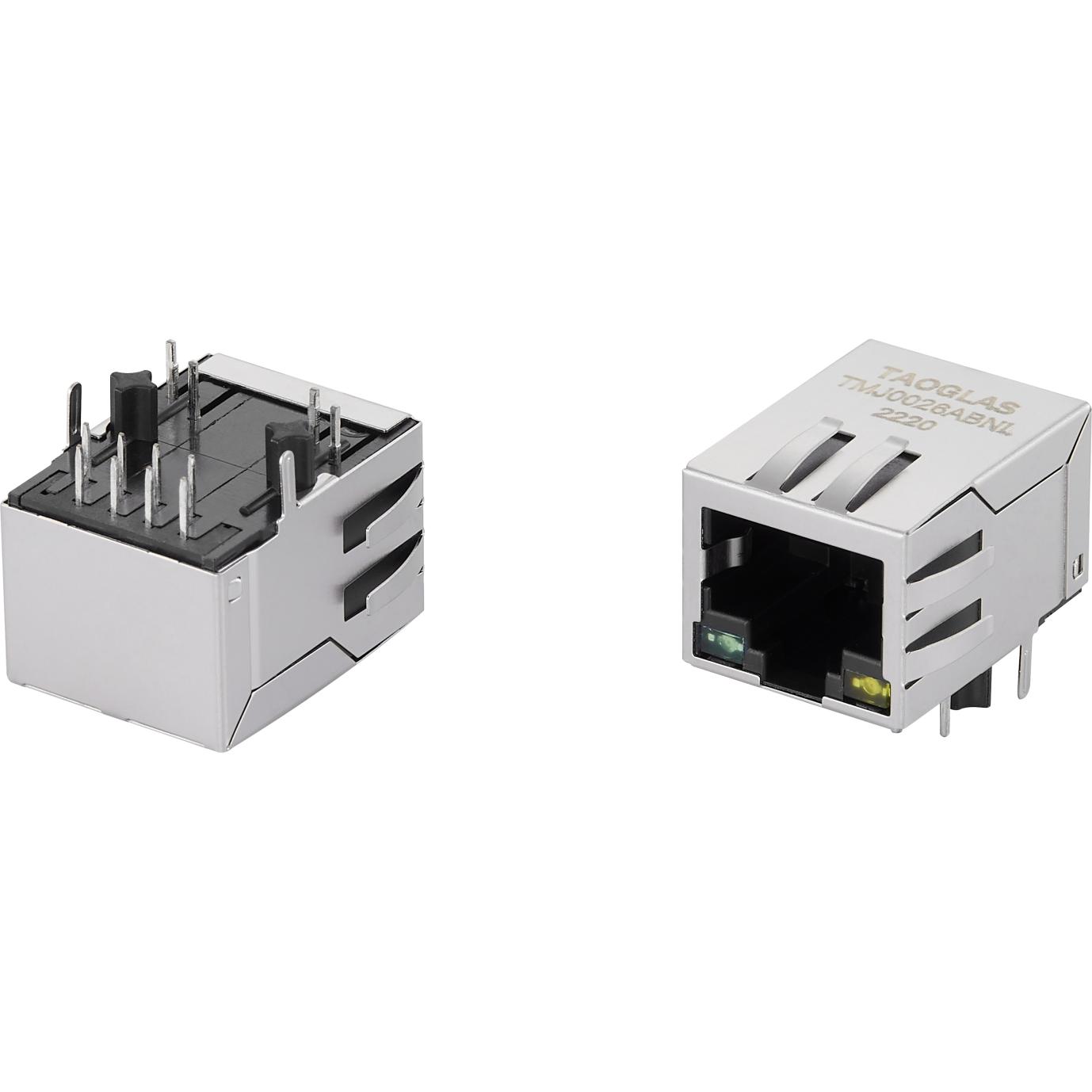taoglas-TMJ0026ABNL | RJ45 Integrated Connectors Steckverbinder, Telefon und Telekommunikation Conn RJ-45 F 8 POS 1.27mm Solder RA Thru-Hole 12 Terminal 1 Port Tray