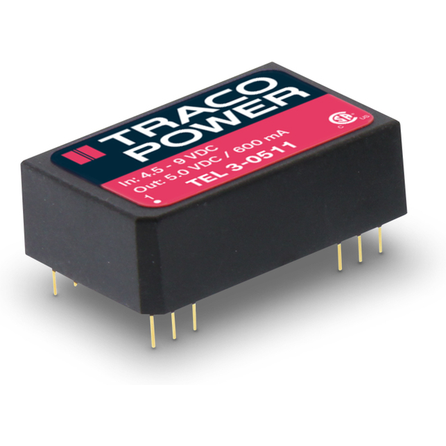 TRACO Electronic AG-TEL 3-2011 Convertidor de CC a CC y módulo del regulador de conmutación Module DC-DC 20VIN 1-OUT 5V 0.6A 3W 12-Pin DIP Module