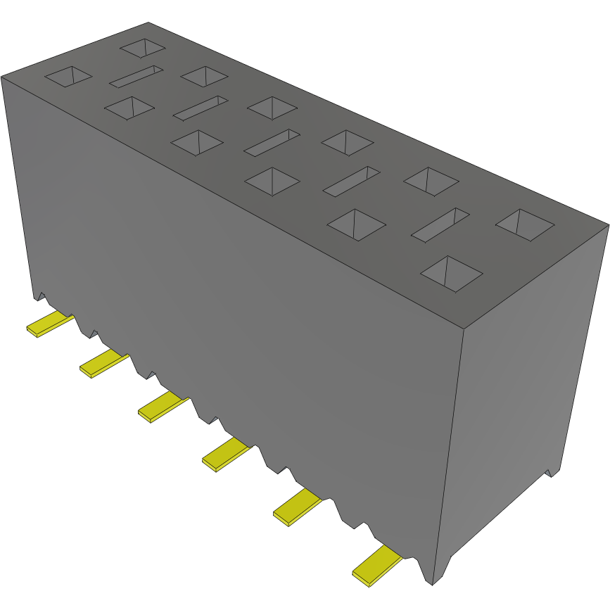 Samtec-SSM-106-L-DV Embases de raccordement et réceptacles PCB Conn Socket Strip SKT 12 POS 2.54mm Solder ST Top Entry SMD Tube